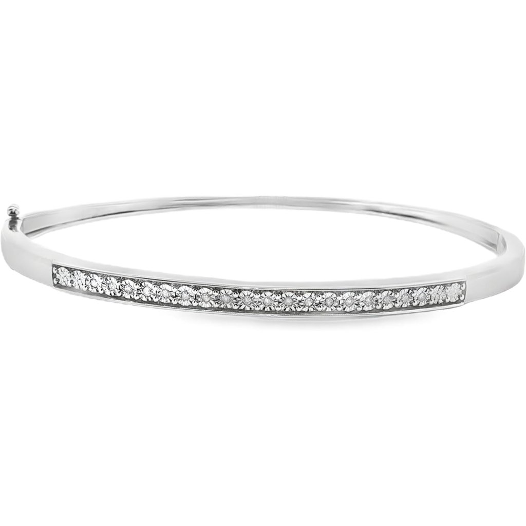1/10 Cttw Natural Diamond Bangle For Women | Sterling Silver Bangle | Fine Jewel